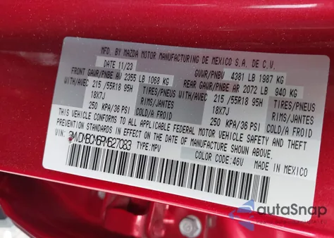 2024 Mazda Cx-30 2.5 S Preferred Package из США, поврежденный, VIN 3MVDMBCM6RM627083